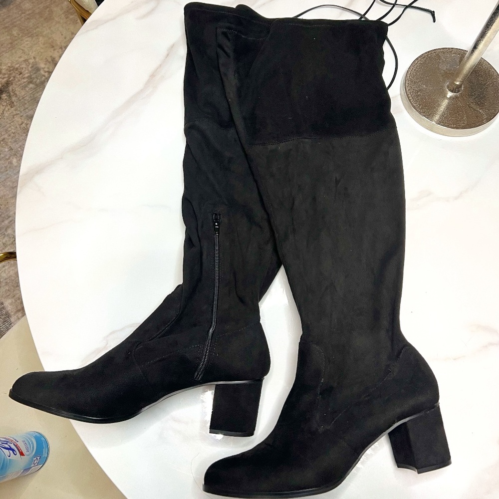 Black Suede Tie Boots Size 13W
